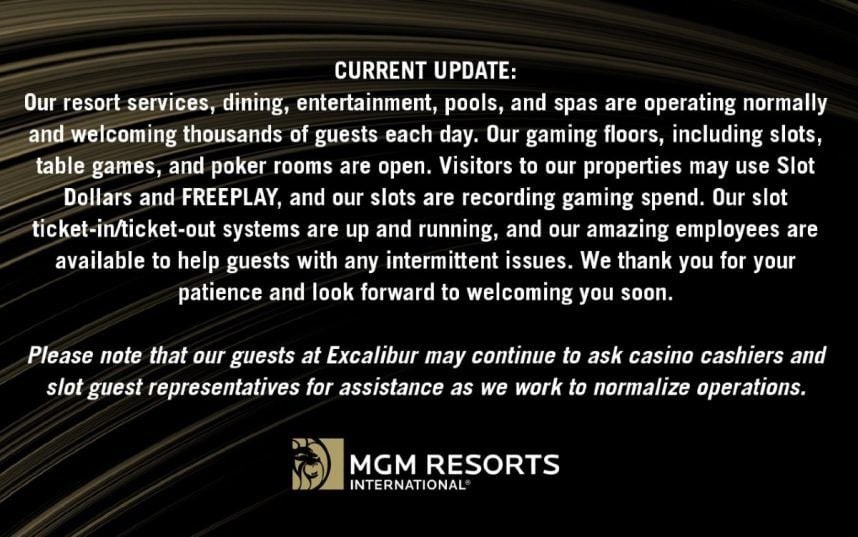 MGM Resorts Says IT Systems Restored But Operational Disruptions Remain